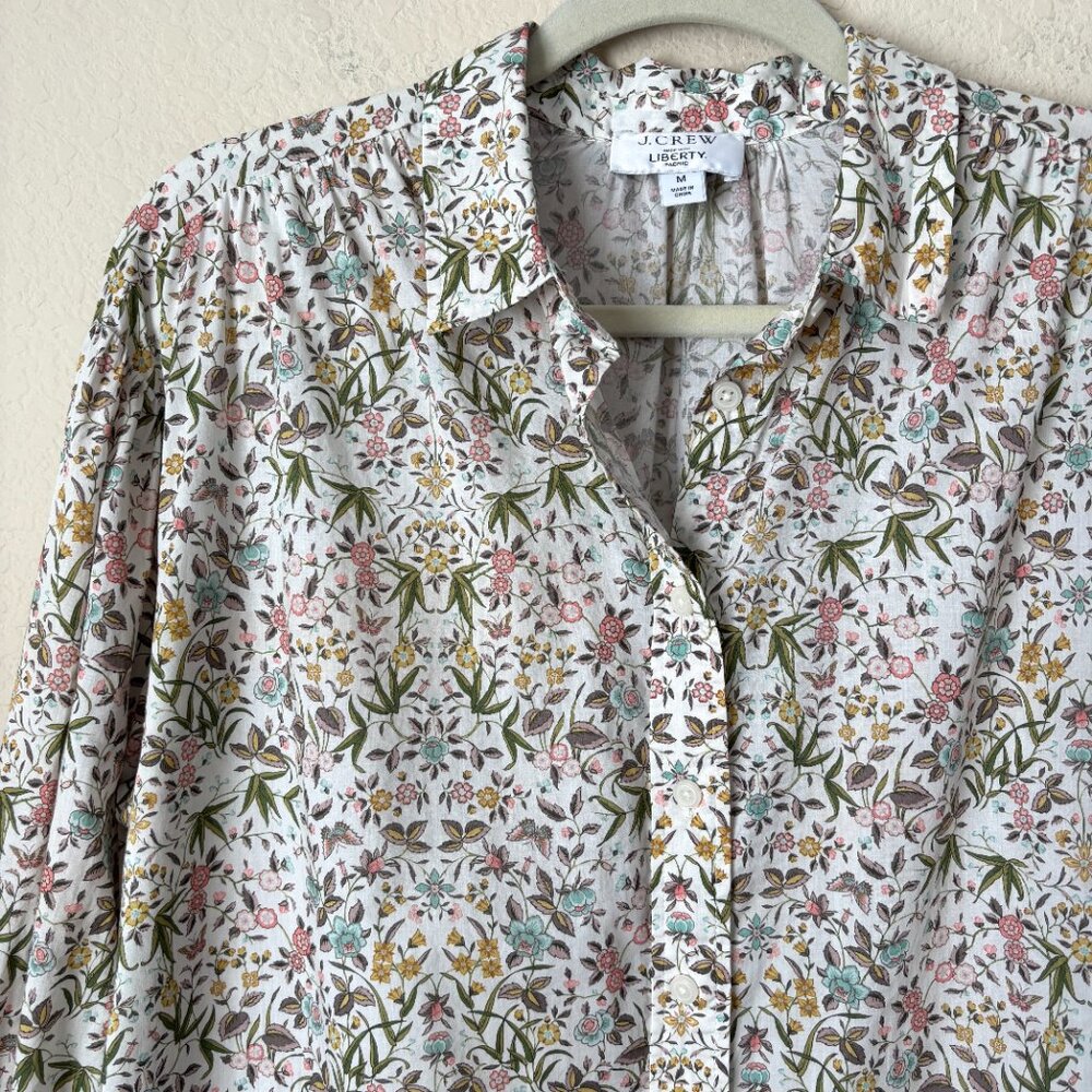 J. Crew Puff-Sleeve Mini Shirt-Dress in Liberty® Tapestry Floral - Picture 4 of 12